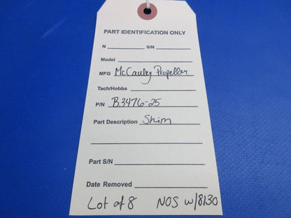 McCauley Threaded Propeller Shim w/8130 LOT OF 8 P/N B3476-25 NOS (0523-441)