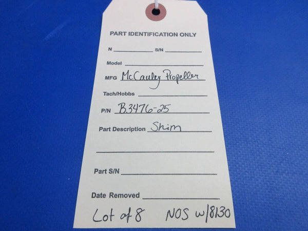 McCauley Threaded Propeller Shim w/8130 LOT OF 8 P/N B3476-25 NOS (0523-441)