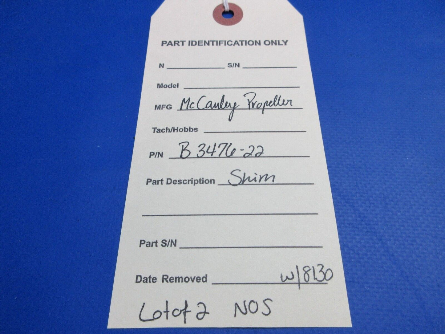 McCauley Threaded Propeller Shim w/8130 LOT OF 2 P/N B3476-22 NOS (0523-447)
