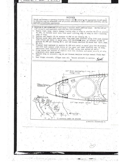 Grumman Yankee Trainer / TR-2 AA-1B Right Hand Wing P/N 200005-502 (1223-97)