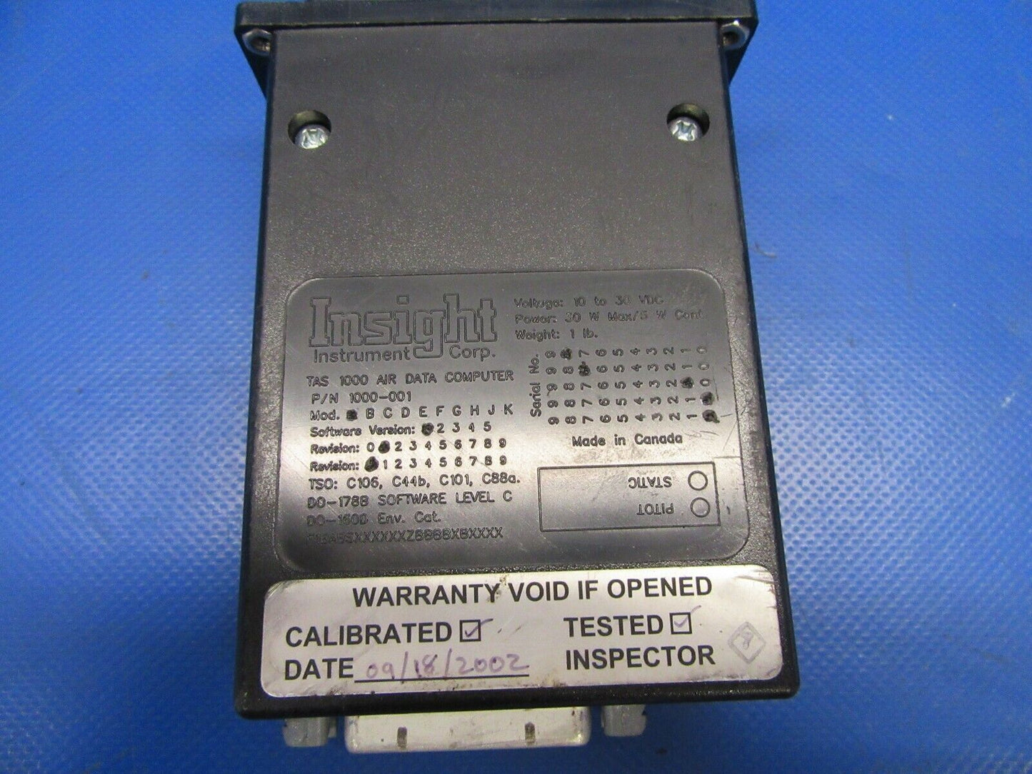 Cessna 310 / T310Q Insight TAS 1000 Air Data Computer P/N 1000-001 (0519-217)
