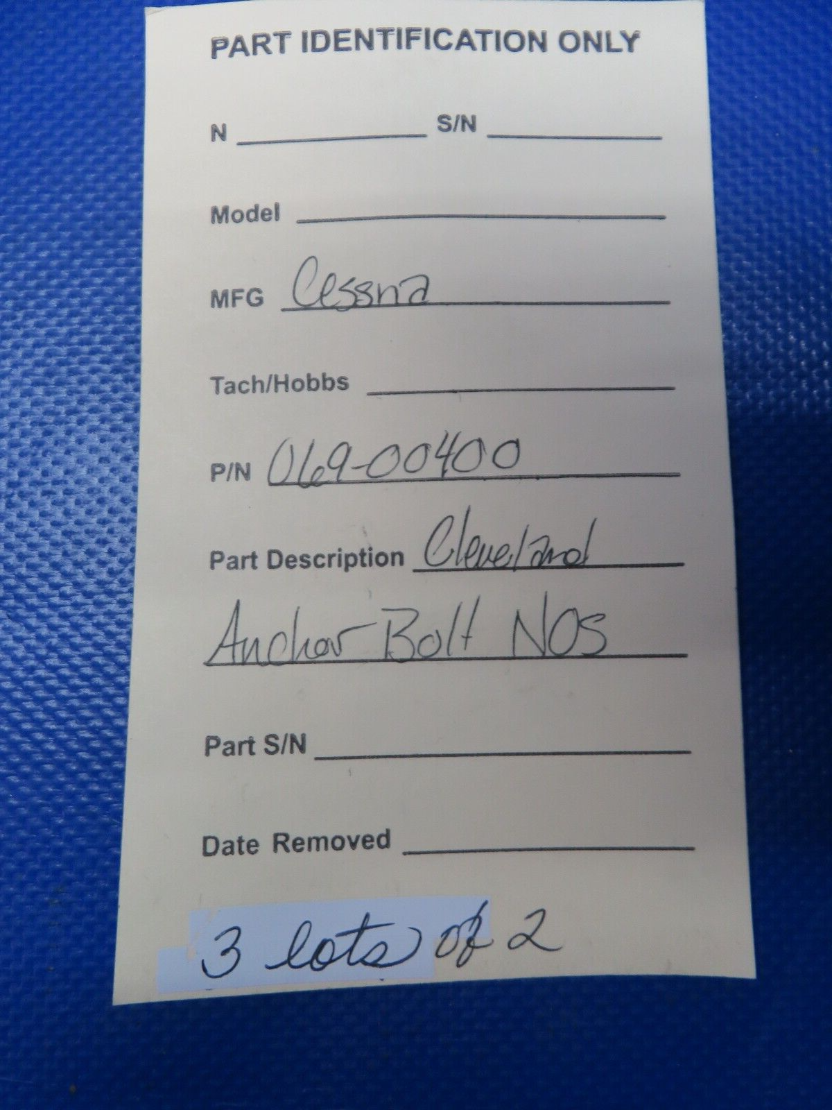 Cleveland Anchor Bolts P/N 069-00400 LOT OF 2 (0224-1654)