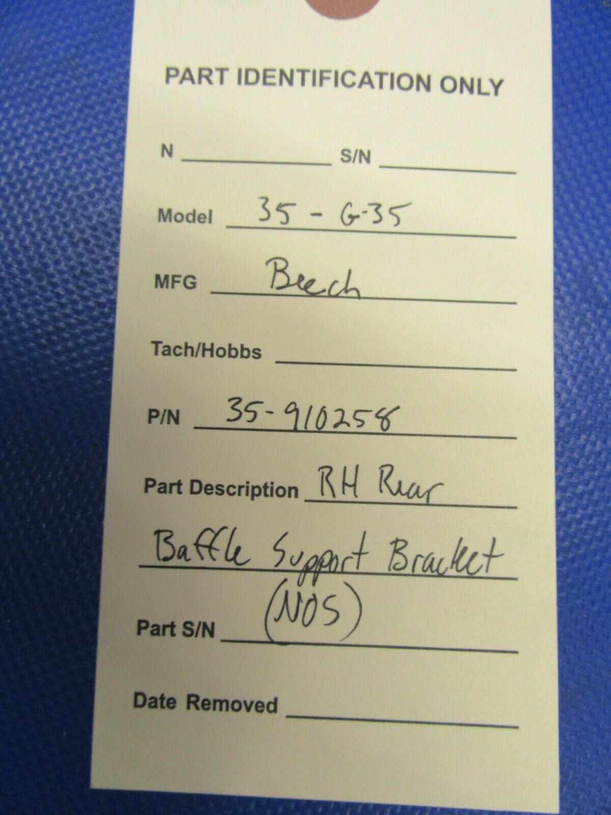 Beech "E-Series" Bonanza Baffle Support Bracket RH Rear 35-910258 NOS (1021-231)