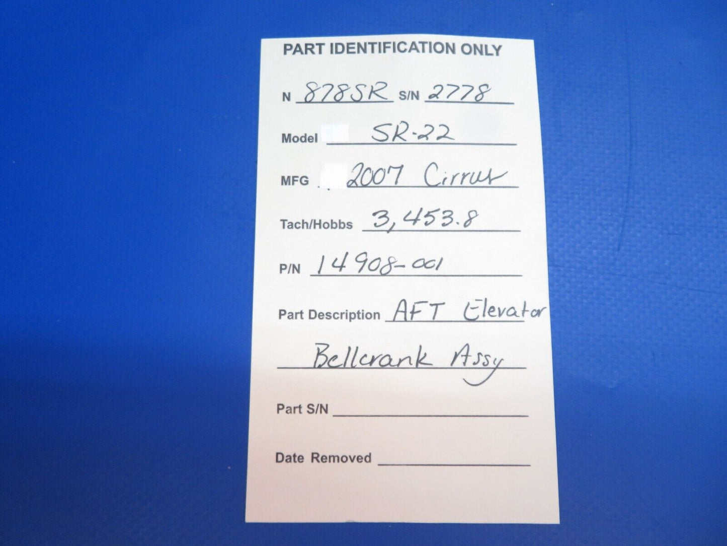 Cirrus SR-22 AFT Elevator Bellcrank Assy P/N 14908-001 (0323-572)