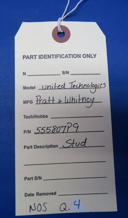 Pratt & Whitney United Technologies Stud P/N 555807P9 NOS (0523-155)