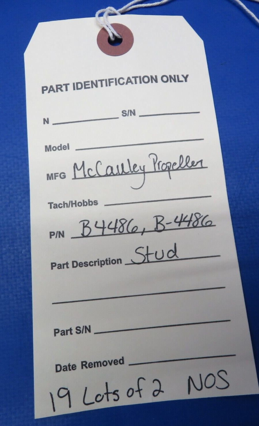 McCauley Threaded Propeller Stud P/N B4486, B-4486 LOT OF 2 NOS (0523-193)