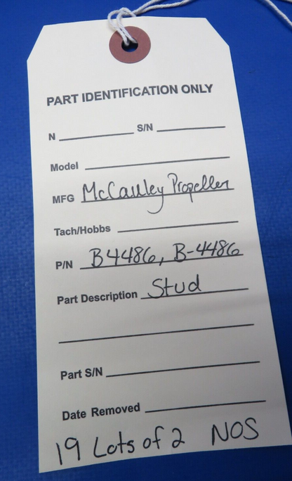 McCauley Threaded Propeller Stud P/N B4486, B-4486 LOT OF 2 NOS (0523-193)