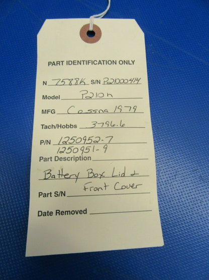 Cessna P210N / 210 Battery Box Lid & Cover w/ Plug & Relay 1250952-7 (1019-116)