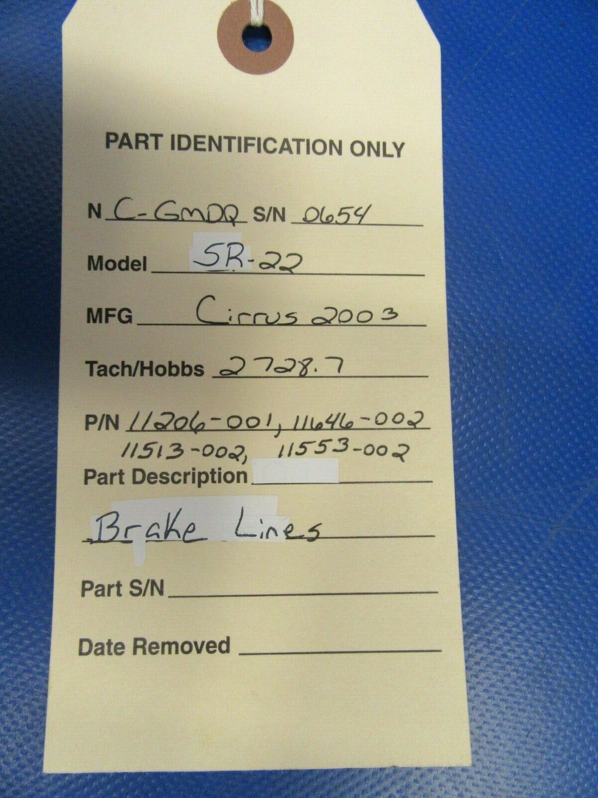 2003 Cirrus SR22 Aluminum Brake Lines 11206-001, 11646-002  (1019-444)