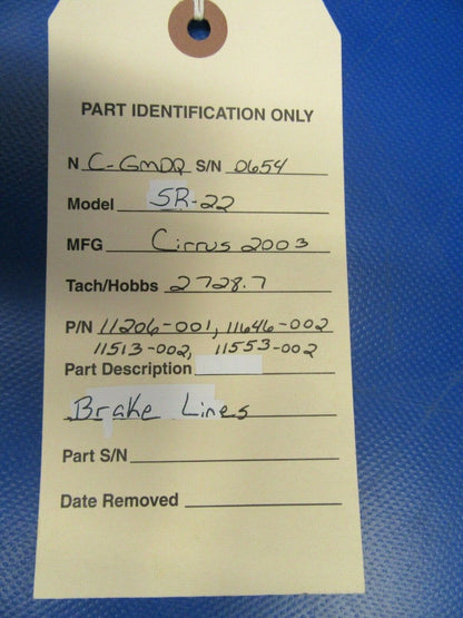 2003 Cirrus SR22 Aluminum Brake Lines 11206-001, 11646-002  (1019-444)