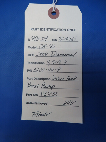 Diamond DA-Dukes Fuel Boost Pump 24v P/N 5100-00-9 w/ Warranty (0623-421)