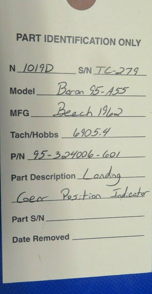 Beech Baron 95-A55 Landing Gear Indicator P/N 95-324006-601 (0420-328)