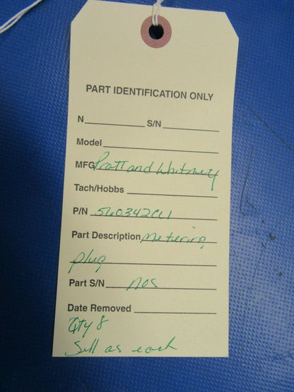 Pratt and Whitney Metering Plug P/N 560342CL1 NOS (0419-170)