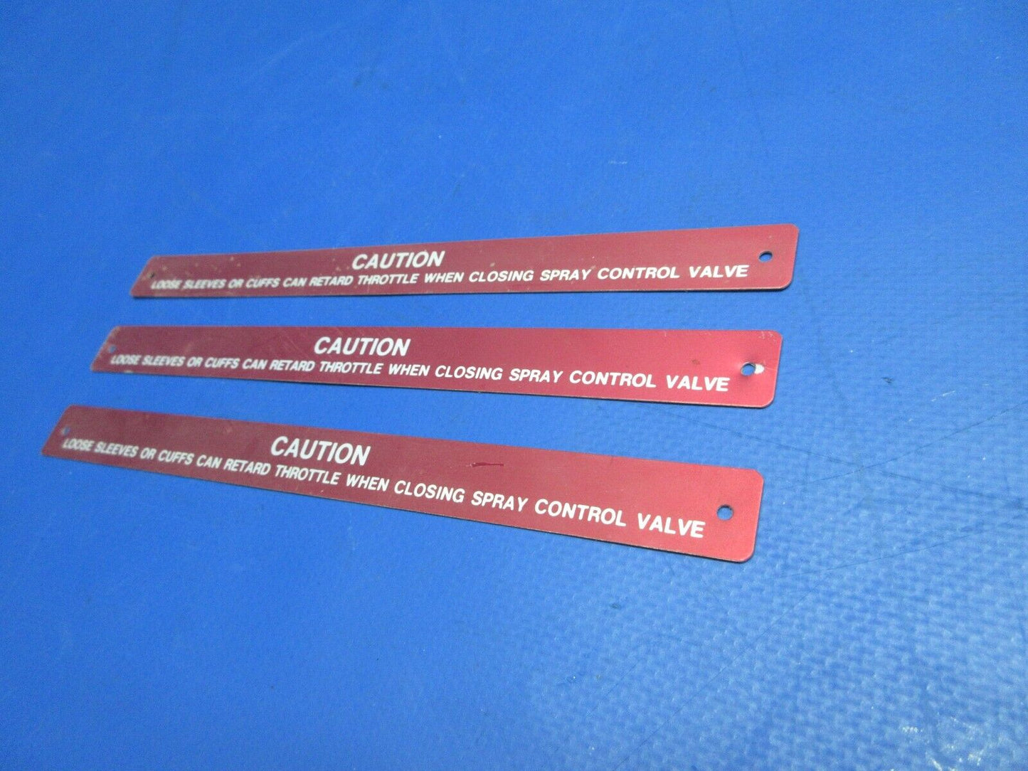 Piper PA-25 Placard "Caution" LOT OF 3 P/N 80989-02, 80989-002 NOS (0523-427)