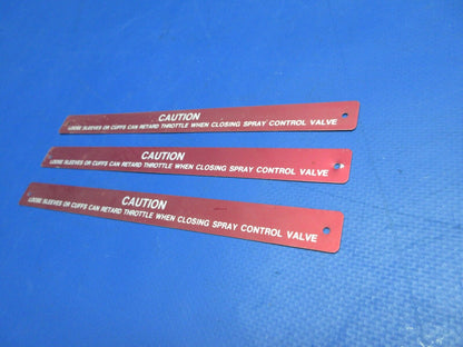 Piper PA-25 Placard "Caution" LOT OF 3 P/N 80989-02, 80989-002 NOS (0523-427)
