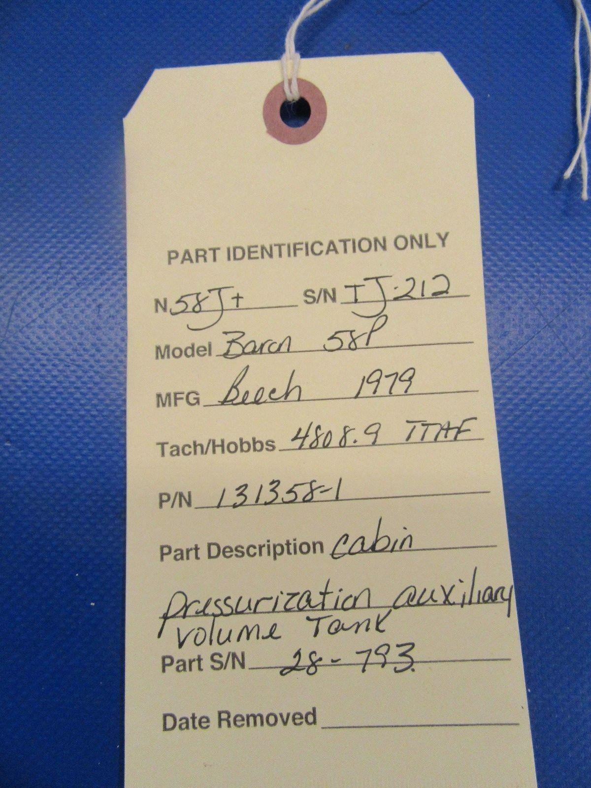 Beech Baron 58P Cabin Pressurization Aux. Volume Tank P/N 131358-1 (0318-269)