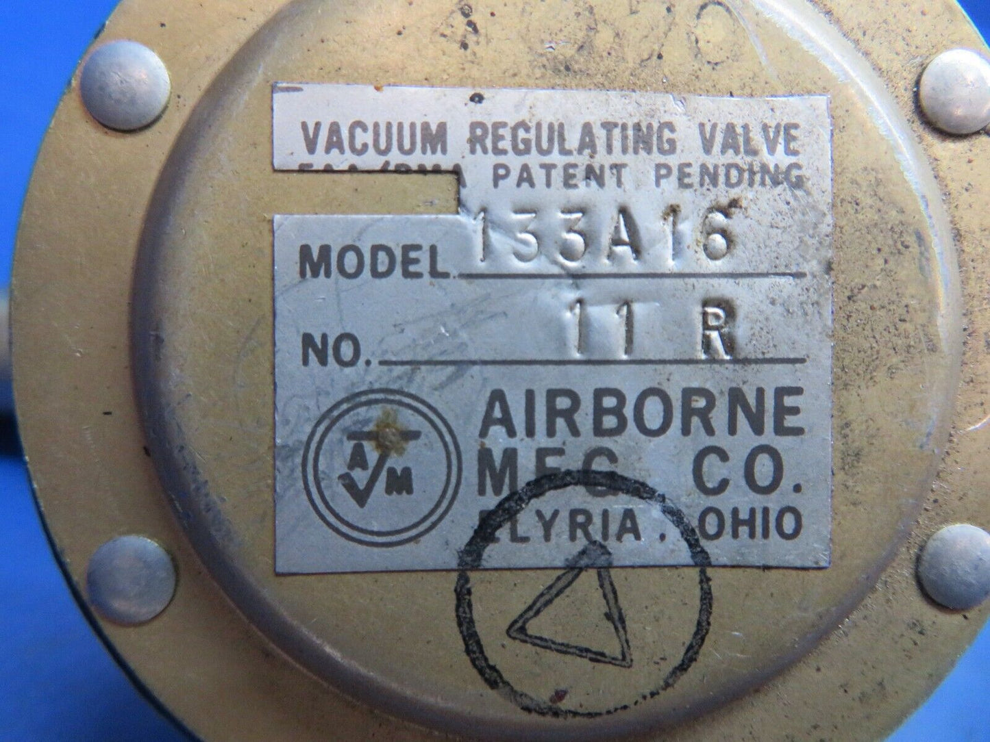 Airborne 133A16 Vacuum Regulating Valve P/N C482001-0401 (0123-706)