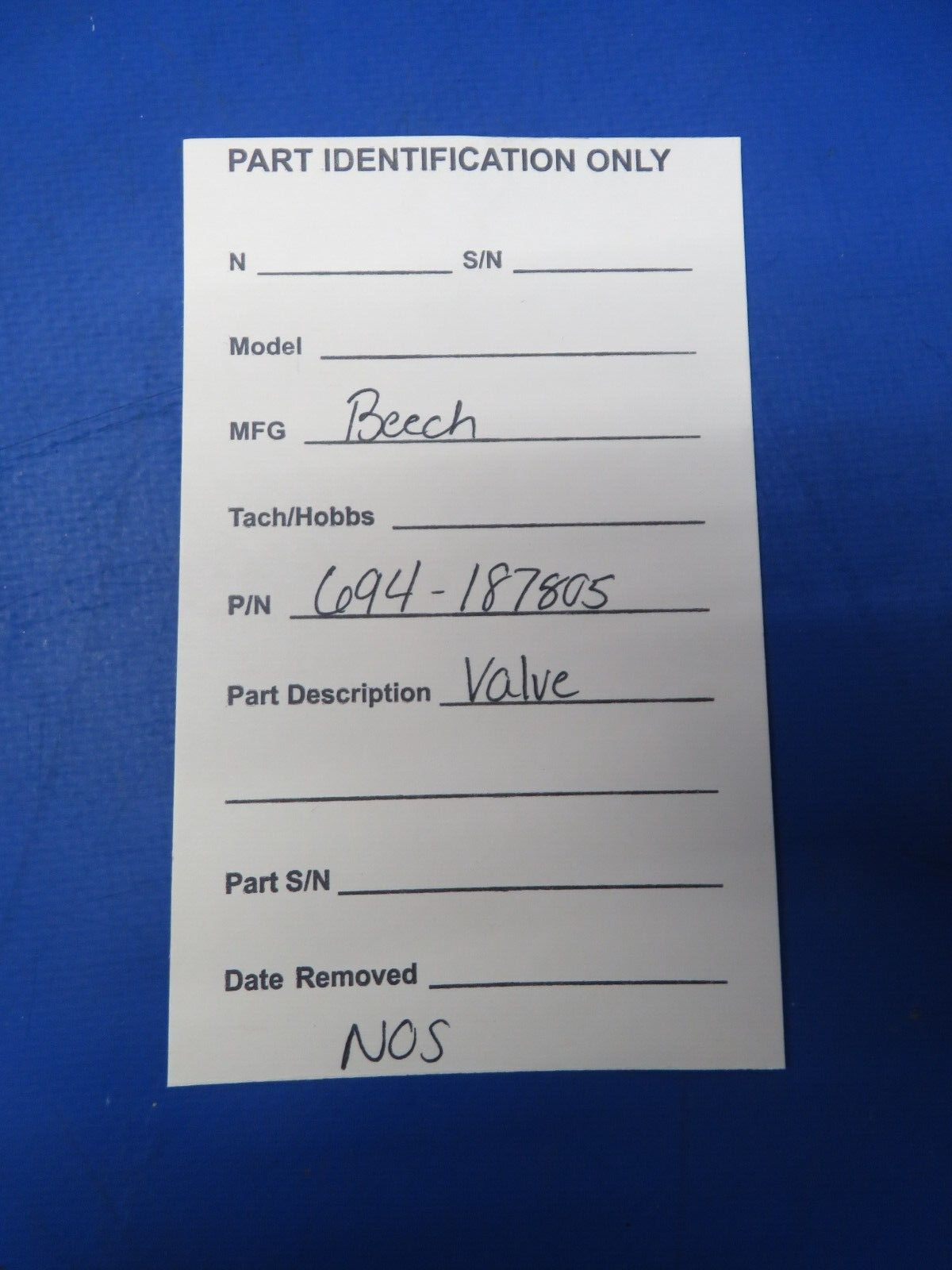 Beech Valve P/N 694-187805 NOS (1023-188)