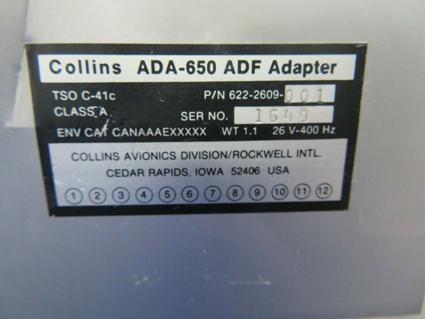 Collins ADA-650 ADF Adapter 26V 622-2609-001 (0320-404)