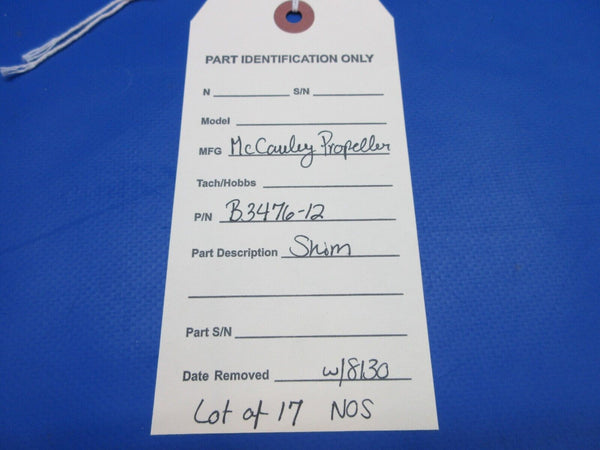 McCauley Threaded Propeller Shim w/ 8130 LOT OF 17 P/N B3476-12 NOS (0523-451)