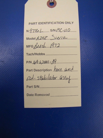 Beech A24R Sierra Horn & Rod Stabilator Assy P/N 169-620001-39 (0417-138)