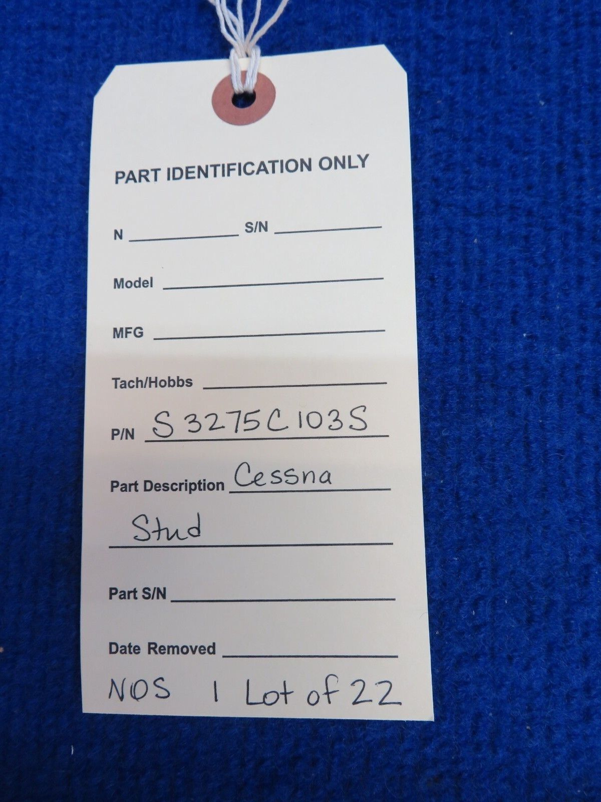 Cessna Stud P/N S3275C103S LOT OF 22 NOS w/ 8130 (0622-302)