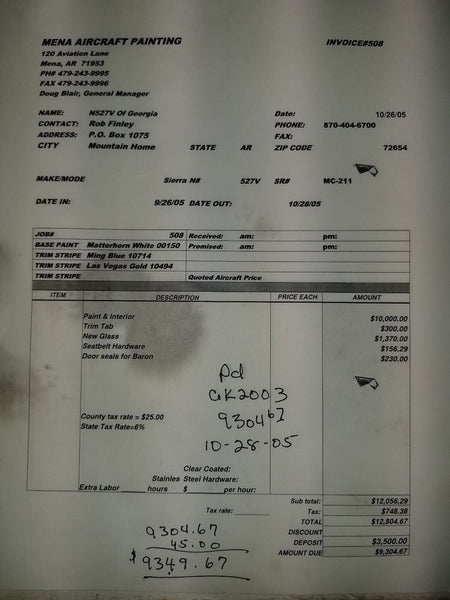 Beech B-24R Sierra Door Cabin RH Green P/N 169-420036-662 (0618-358)