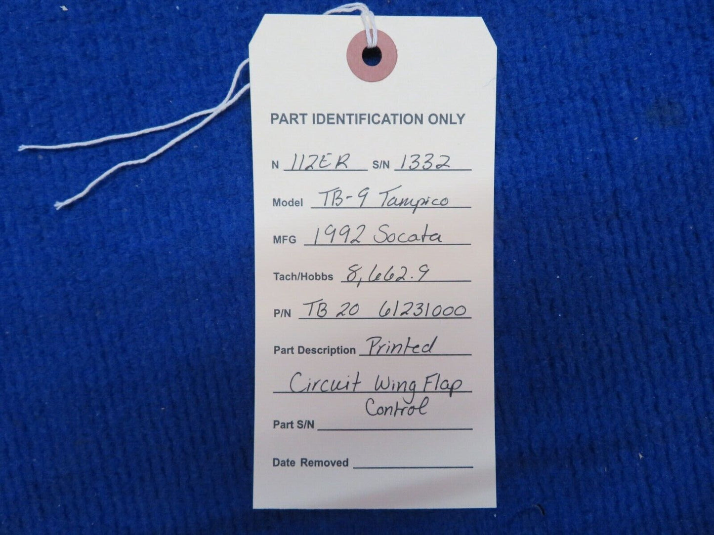 Socata TB-9 Printed Circuit Wing Flap Control P/N 61231000 (0622-638)