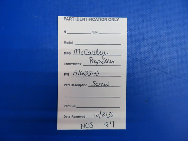 McCauley Threaded Propeller Screw P/N A1635-51 NOS w/ 8130 (0523-600)