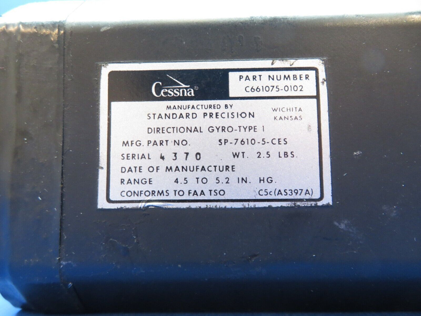 Standard Precision Directional Gyro P/N SP-7610-5-CES CORE (0923-427)