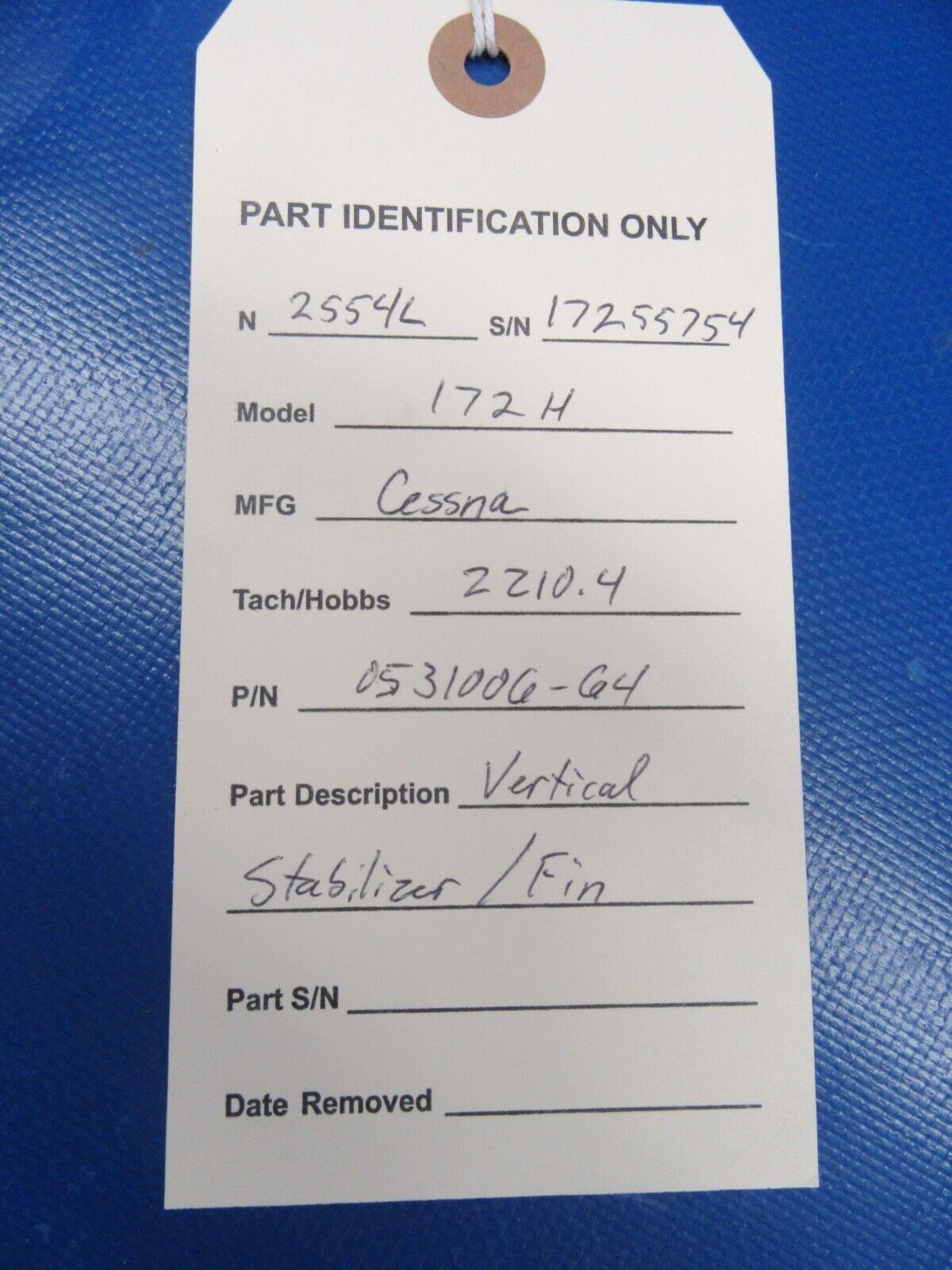 Cessna 172 / 172H Vertical Stabilizer / Fin Assy P/N 0531006-64 (0923-06)