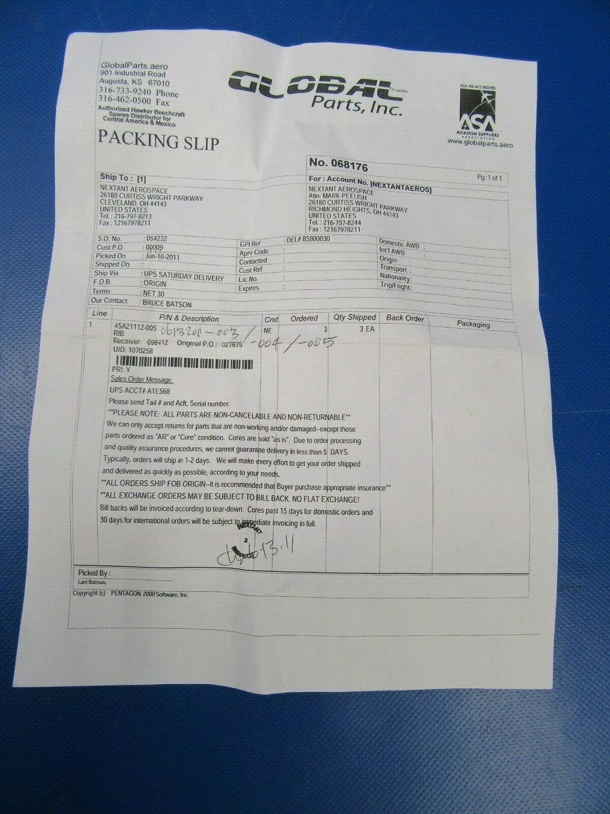 Beech 400 Rib Trailing Edge Wing Sta.128 P/N 45A21112-005 NOS (0419-413)