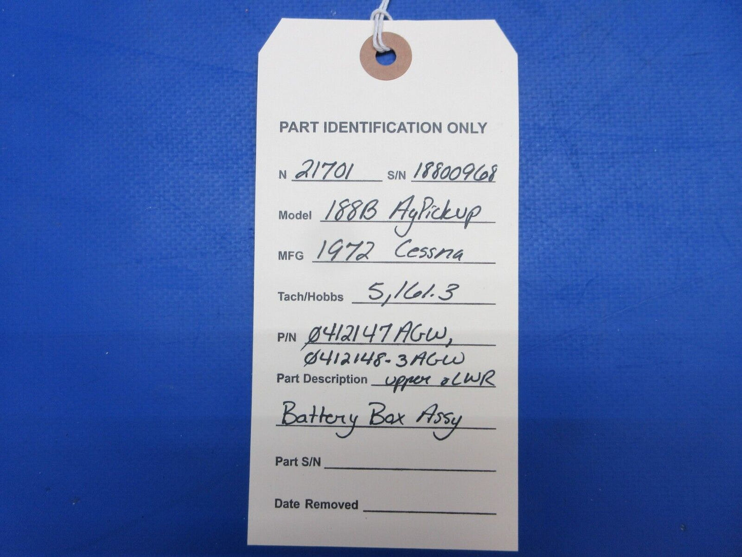 Cessna 188B AGpickup Upper & LWR Battery Box P/N 0412147AGW (0723-237)