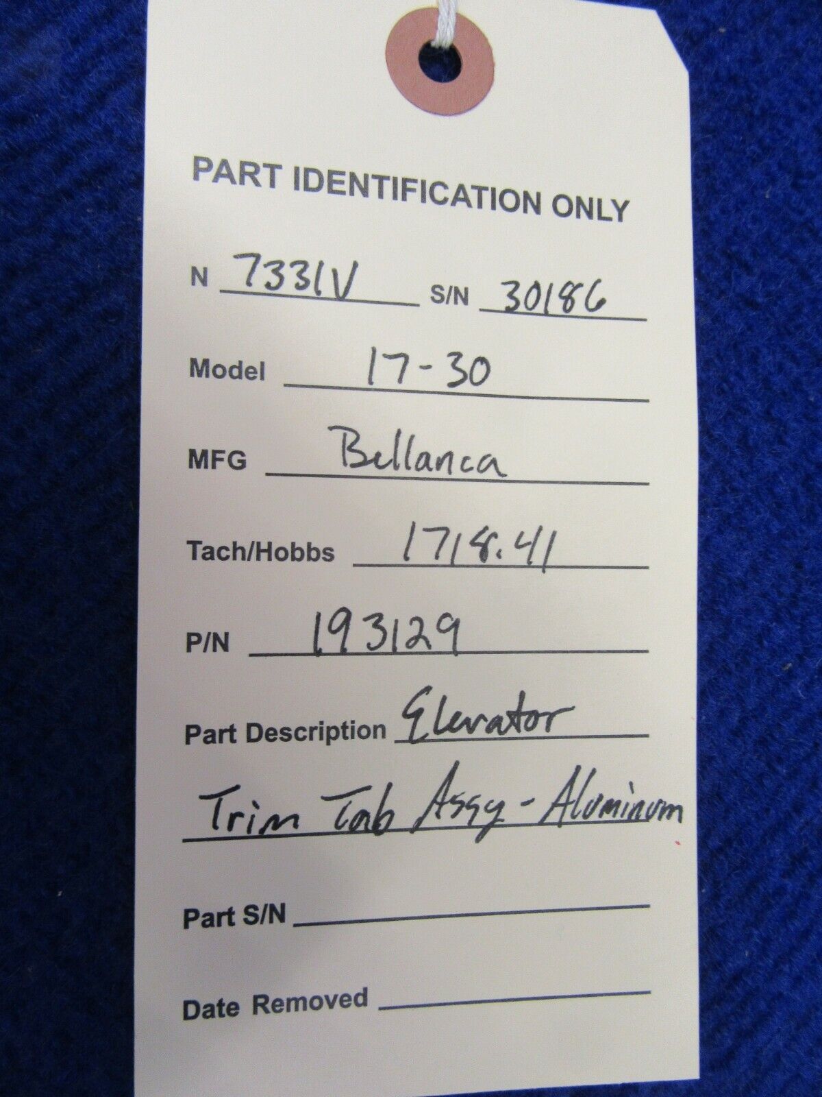 Bellanca 17-30 Viking Elevator Trim Tab P/N 193129 (0522-206)