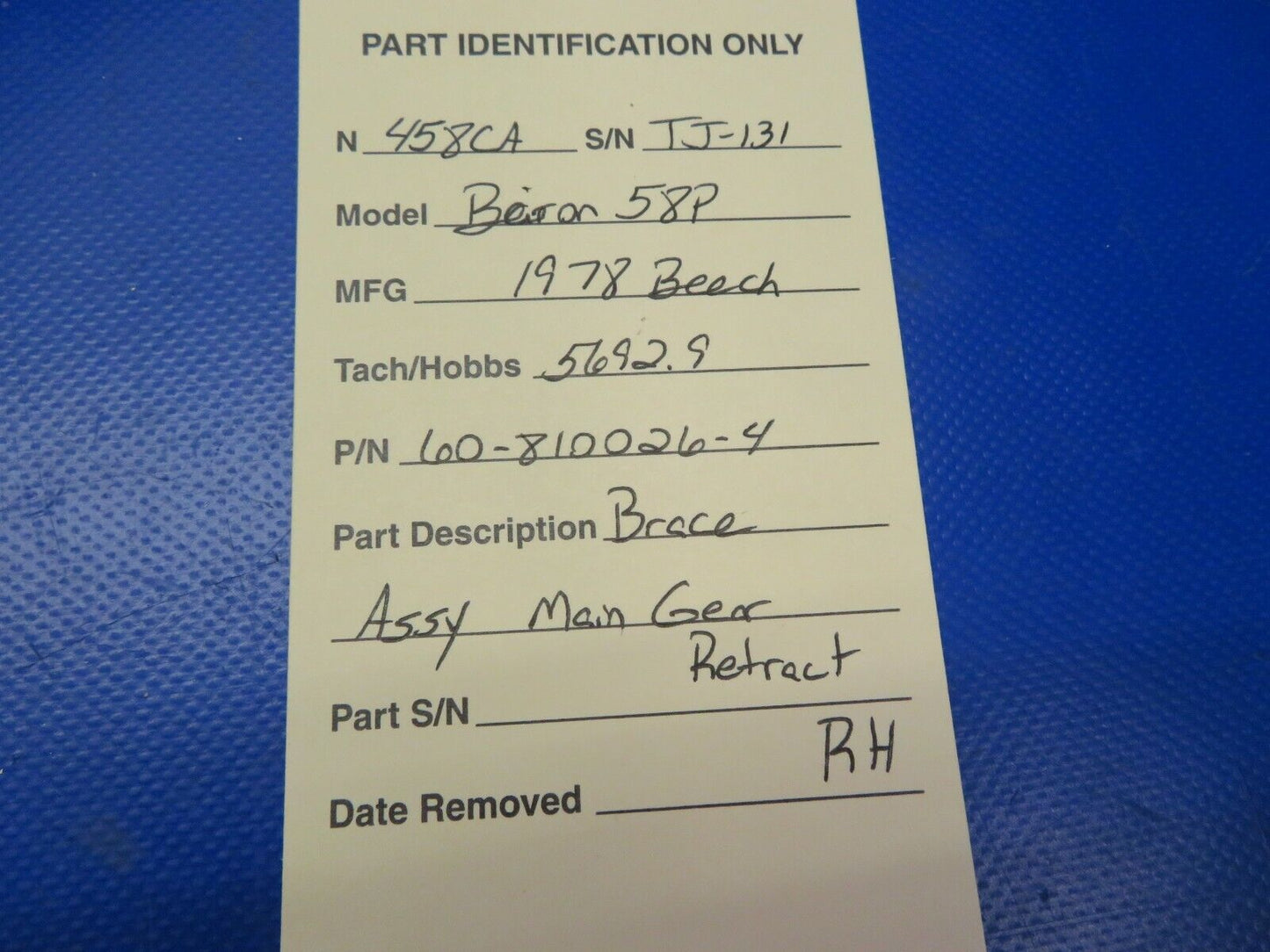 Beech B58P Brace Assy Main Gear Retract RH P/N 60-810026-4 (0620-450)