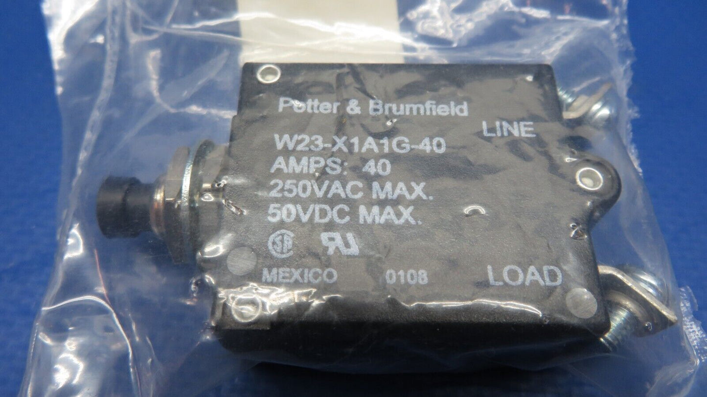 Piper  Potter & Brumfield 40 AMP W23-X1A1G-40 Circuit Breaker NOS (0523-133)