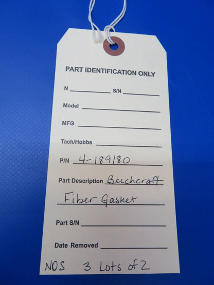 Beech Fiber Gasket P/N 4-189180 LOT OF 2 NOS (1022-349)