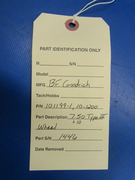 BF Goodrich 7.50 x 10 Type III Wheel P/N 101199-1, 10-1200 (0519-202)