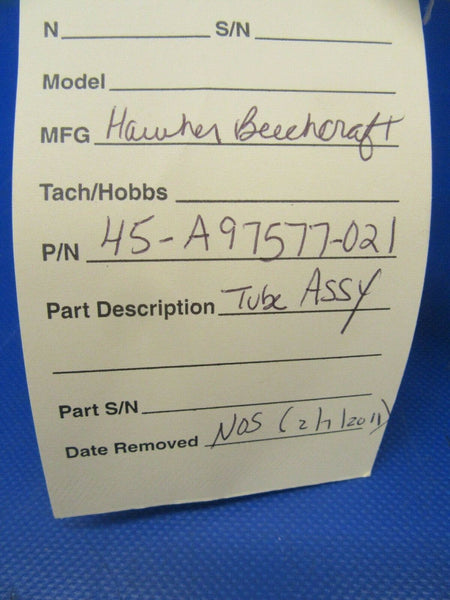 Beech Tube Assy Fire Suppression System P/N 45A97577-021 NOS (0519-05)