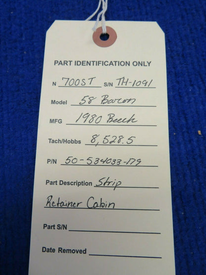 Beech 58 Baron Strip Retainer Cabin P/N 50-534033-179 (0422-334)
