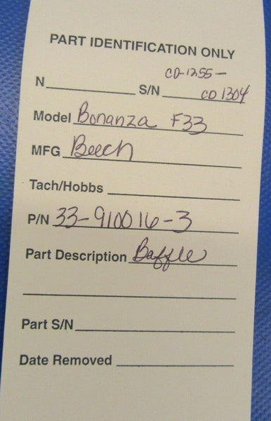 Beech Bonanza F33 Engine Baffle P/N 33-910016-3 (1218-304)