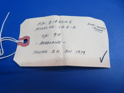 Cessna Airborne Gyro Suction Gauge P/N S1435N1, IG2-2 (1022-867)