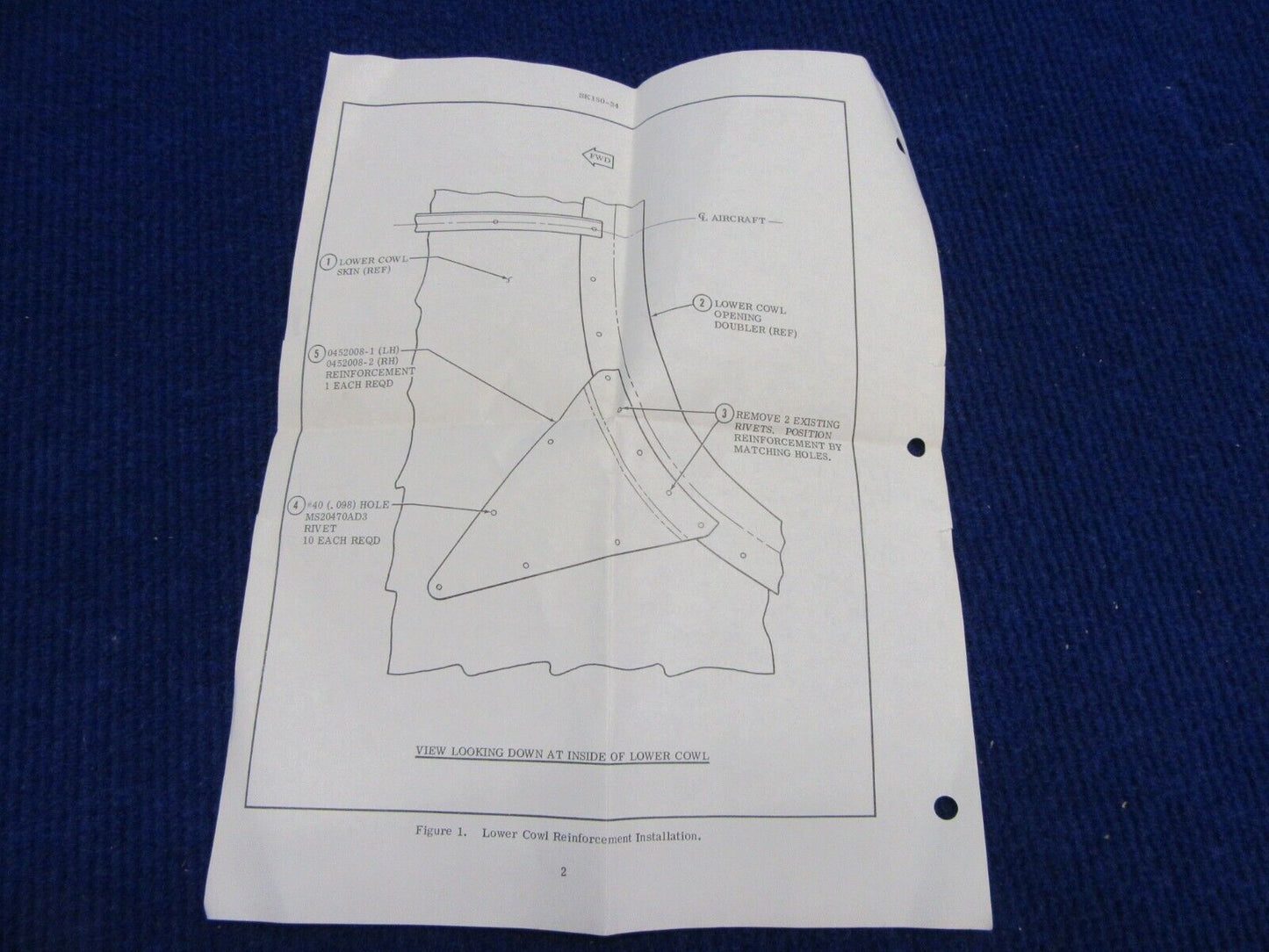 Cessna 150 Lower Cowl Reinforcement Kit P/N 0452008-1, 0452008-2 NOS (1221-419)