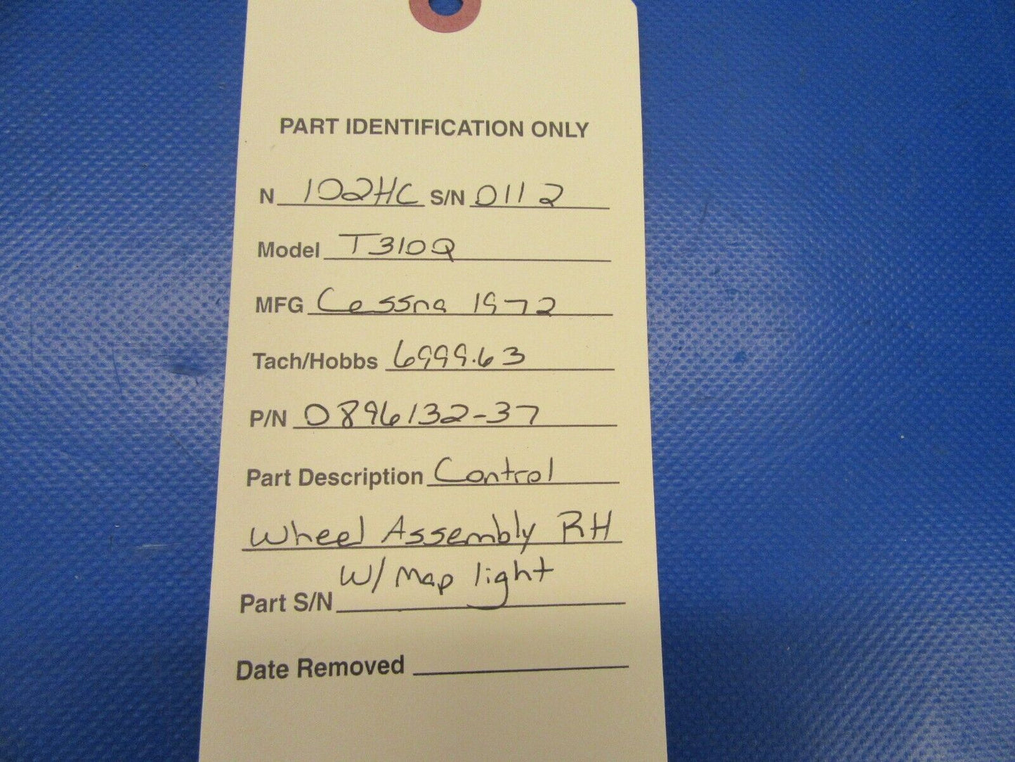 Cessna 310 / T310Q Control Wheel Assy w/Map Light RH 0896132-37 (0619-127)