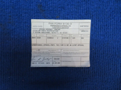 Cessna Citation Shim w/ 8130 P/N 5590032-2 NOS (0922-527)