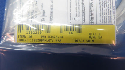 McCauley Propeller Shim w/ 8130 P/N B3476-14 LOT OF 3 NOS (0523-264)