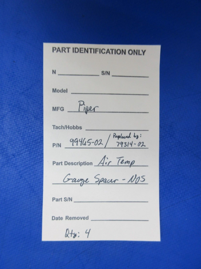 Piper Air Temp Gauge Spacer P/N 99465-02, Replaced By: 79314-02 NOS (1123-805)