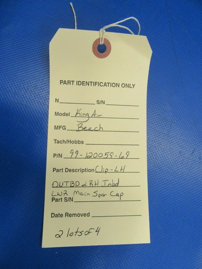 Beech King Air Clip LH OTBD & RH INBD PN 99-120059-69 NOSLOT OF 4 (0419-385)