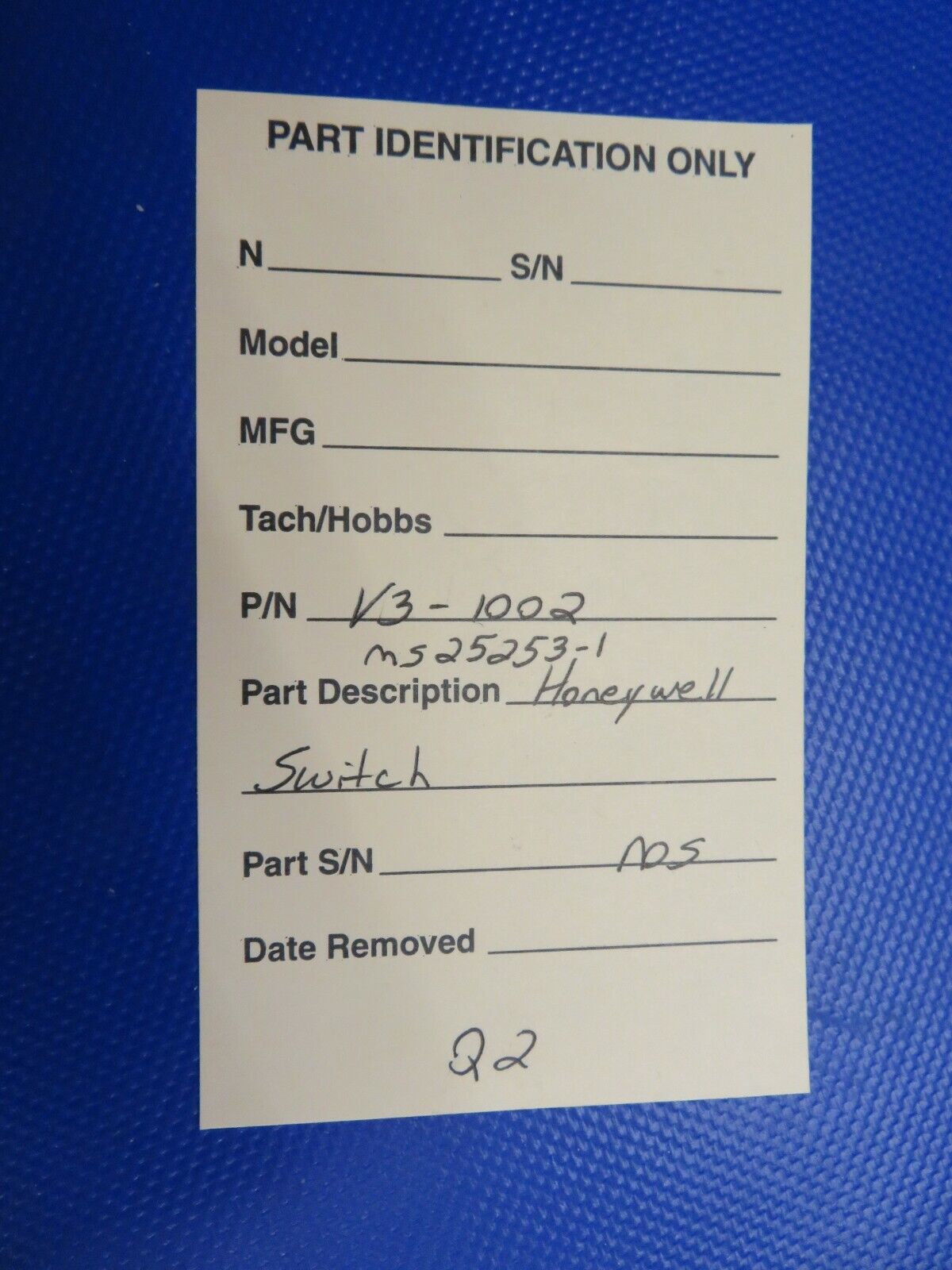 Honeywell Microswitch / Switch P/N V3-1002, MS25253-1 NOS (1120-394)