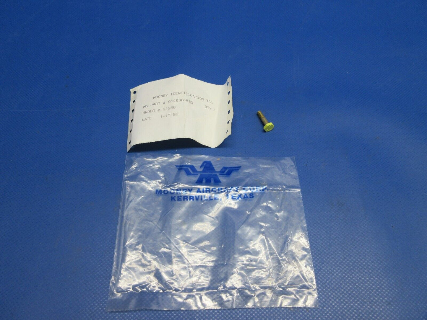 Mooney Bolt P/N 914038-005 NOS (0224-1649)
